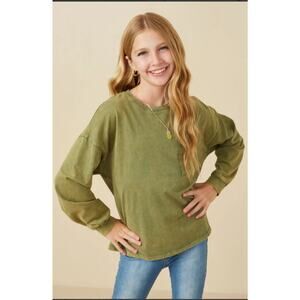 Hayden Girl Drop Shoulder Washed Long Sleeve Knit T‎ Shirt